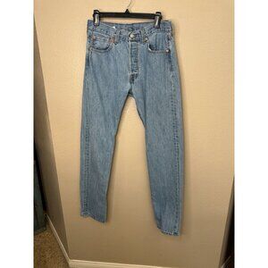 Levis 501 Original Fit Mens Jeans W32 L34 Vintage Blue Denim Straight Leg